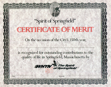 Spirit of Spfld Certificate